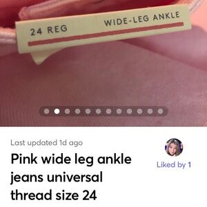 Universal Thread Pink Wide Leg Ankle Jeans